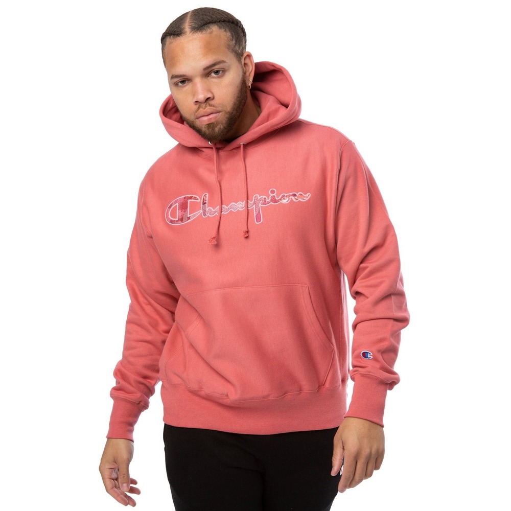 CHAMPION REVERSE WEAVE PULLOVER HOODIE LARGE DARK PINK